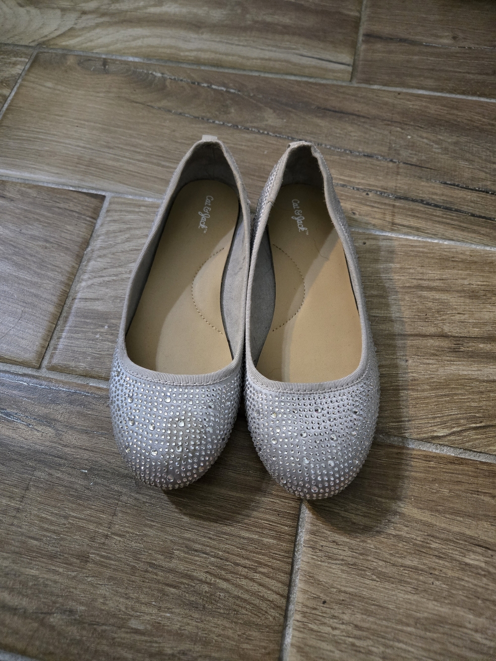 Cat & Jack Grey Silver Rhinestone Ballet Flats